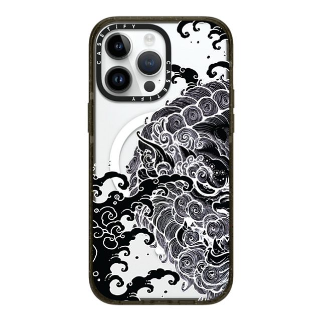 Gabe Shum x CASETiFY iPhone 14 Pro Max ケース ブラック インパクトケース MagSafe対応 Lucky Foo Dog by Gabe Shum