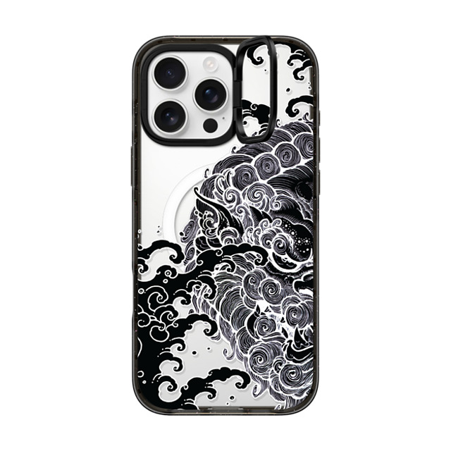 Gabe Shum x CASETiFY iPhone 16 Pro Max ケース ブラック インパクトリングスタンドケース MagSafe対応 Lucky Foo Dog by Gabe Shum