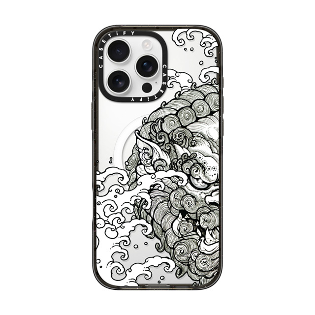 Gabe Shum x CASETiFY iPhone 16 Pro Max ケース ブラック インパクトケース MagSafe対応 Lucky Foo Dog by Gabe Shum