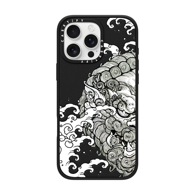 Gabe Shum x CASETiFY iPhone 16 Pro Max ケース マットブラック インパクトケース MagSafe対応 Lucky Foo Dog by Gabe Shum