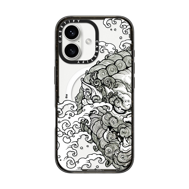 Gabe Shum x CASETiFY iPhone 16 ケース ブラック インパクトケース MagSafe対応 Lucky Foo Dog by Gabe Shum