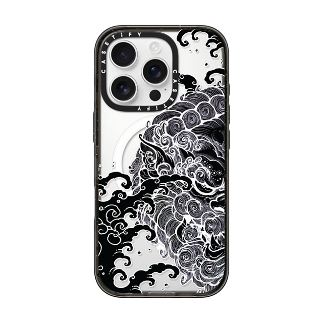 Gabe Shum x CASETiFY iPhone 16 Pro ケース ブラック インパクトケース MagSafe対応 Lucky Foo Dog by Gabe Shum