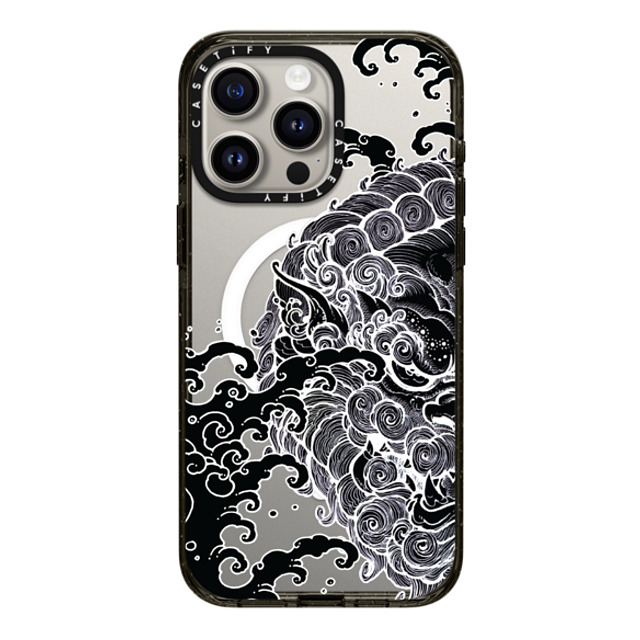 Gabe Shum x CASETiFY iPhone 15 Pro Max ケース ブラック インパクトケース MagSafe対応 Lucky Foo Dog by Gabe Shum