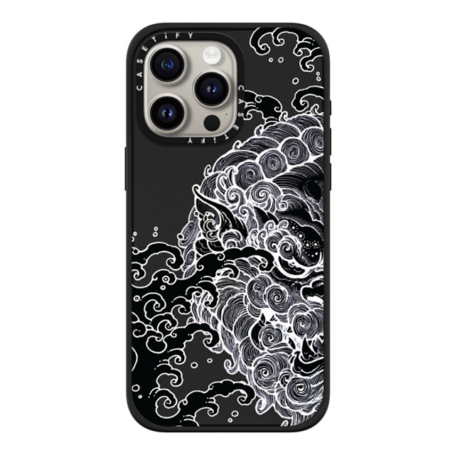 Gabe Shum x CASETiFY iPhone 15 Pro Max ケース マットブラック インパクトケース MagSafe対応 Lucky Foo Dog by Gabe Shum