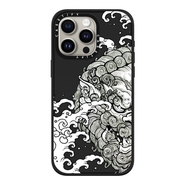 Gabe Shum x CASETiFY iPhone 15 Pro Max ケース マットブラック インパクトケース MagSafe対応 Lucky Foo Dog by Gabe Shum