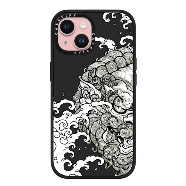 Gabe Shum x CASETiFY iPhone 15 ケース マットブラック インパクトケース MagSafe対応 Lucky Foo Dog by Gabe Shum