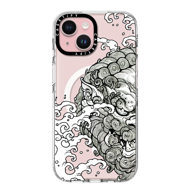 Gabe Shum x CASETiFY iPhone 15 ケース クリア クリア ケース MagSafe対応 Lucky Foo Dog by Gabe Shum