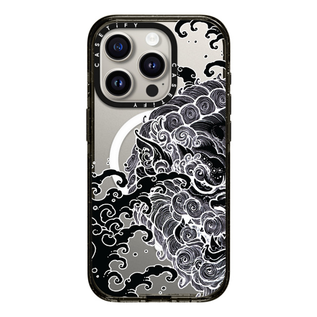 Gabe Shum x CASETiFY iPhone 15 Pro ケース ブラック インパクトケース MagSafe対応 Lucky Foo Dog by Gabe Shum