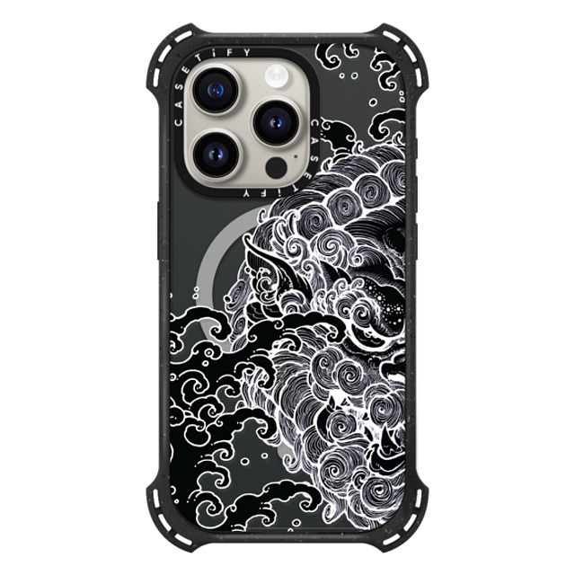 Gabe Shum x CASETiFY iPhone 15 Pro ケース Triple Black バウンスケース Lucky Foo Dog by Gabe Shum