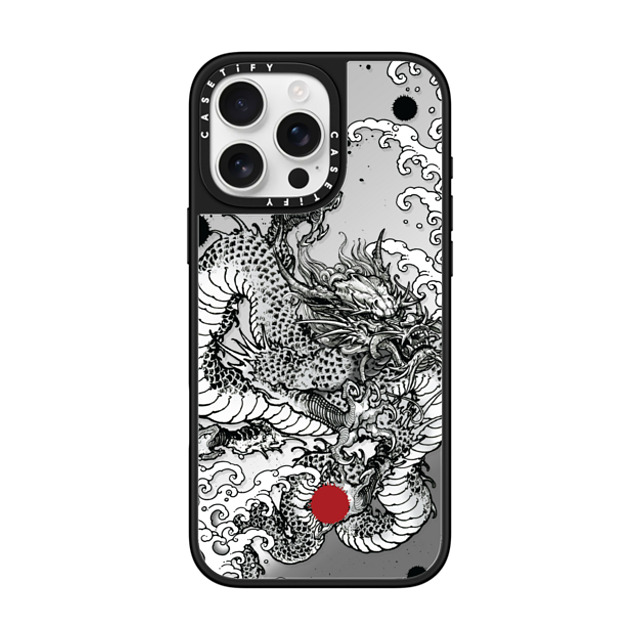 Gabe Shum x CASETiFY iPhone 16 Pro Max ケース Silver on Black ミラーケース MagSafe対応 Power Dragon