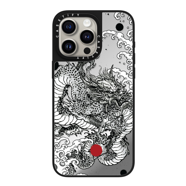 Gabe Shum x CASETiFY iPhone 15 Pro Max ケース Silver on Black ミラーケース MagSafe対応 Power Dragon