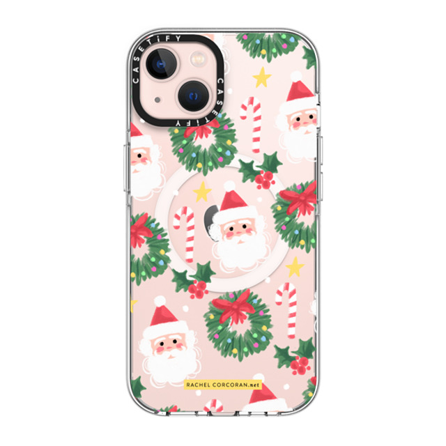 designlovefest x CASETiFY iPhone 13 ケース クリア クリア ケース MagSafe対応 Cute Christmas Holiday Santa