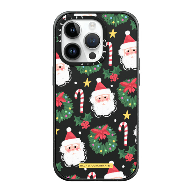 designlovefest x CASETiFY iPhone 14 Pro ケース マットブラック インパクトケース MagSafe対応 Cute Christmas Holiday Santa