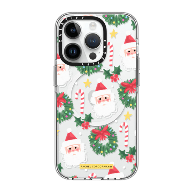 designlovefest x CASETiFY iPhone 14 Pro ケース クリア クリア ケース MagSafe対応 Cute Christmas Holiday Santa