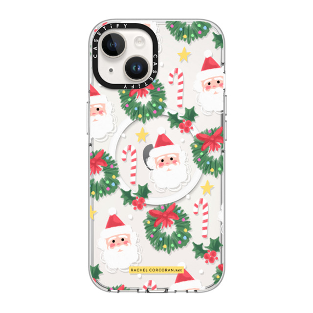 designlovefest x CASETiFY iPhone 14 ケース クリア クリア ケース MagSafe対応 Cute Christmas Holiday Santa