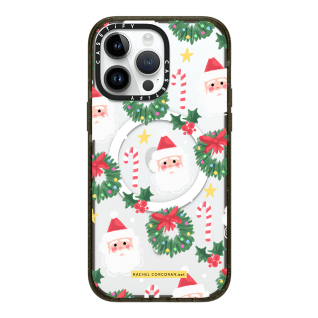 designlovefest x CASETiFY iPhone 14 Pro Max ケース ブラック インパクトケース MagSafe対応 Cute Christmas Holiday Santa