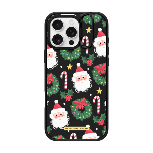 designlovefest x CASETiFY iPhone 16 Pro Max ケース マットブラック インパクトリングスタンドケース MagSafe対応 Cute Christmas Holiday Santa