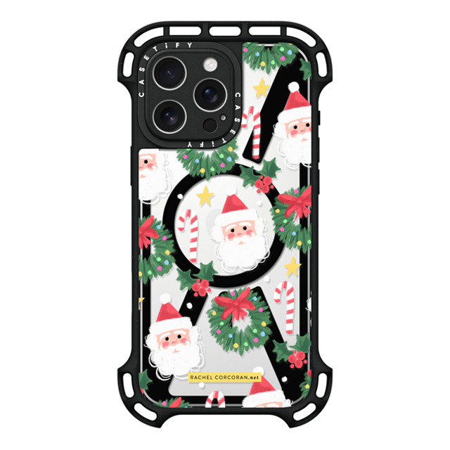 designlovefest x CASETiFY iPhone 16 Pro Max ケース ブラック ウルトラ バウンスケース MagSafe対応 Cute Christmas Holiday Santa