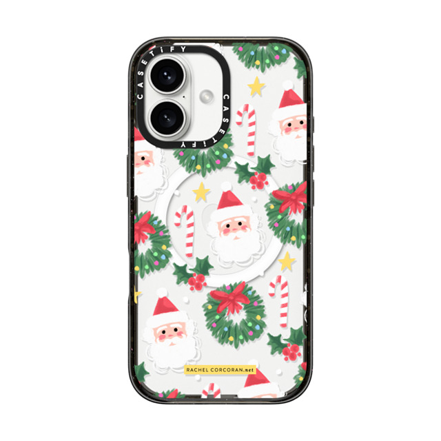 designlovefest x CASETiFY iPhone 16 ケース ブラック インパクトケース MagSafe対応 Cute Christmas Holiday Santa