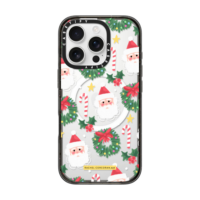 designlovefest x CASETiFY iPhone 16 Pro ケース ブラック インパクトケース MagSafe対応 Cute Christmas Holiday Santa