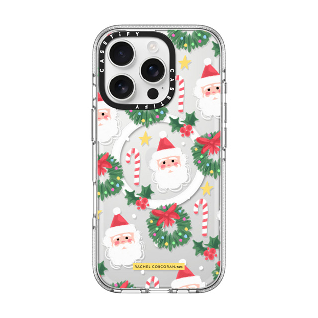 designlovefest x CASETiFY iPhone 16 Pro ケース クリア クリア ケース MagSafe対応 Cute Christmas Holiday Santa