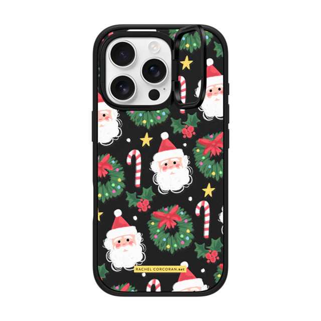 designlovefest x CASETiFY iPhone 16 Pro ケース マットブラック インパクトリングスタンドケース MagSafe対応 Cute Christmas Holiday Santa