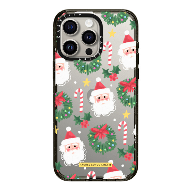 designlovefest x CASETiFY iPhone 15 Pro Max ケース ブラック インパクトケース Cute Christmas Holiday Santa