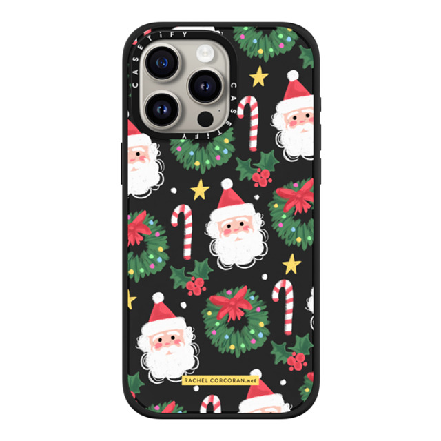 designlovefest x CASETiFY iPhone 15 Pro Max ケース マットブラック インパクトケース MagSafe対応 Cute Christmas Holiday Santa