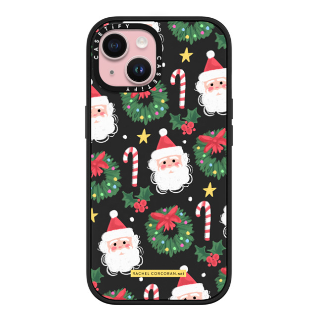 designlovefest x CASETiFY iPhone 15 ケース マットブラック インパクトケース MagSafe対応 Cute Christmas Holiday Santa