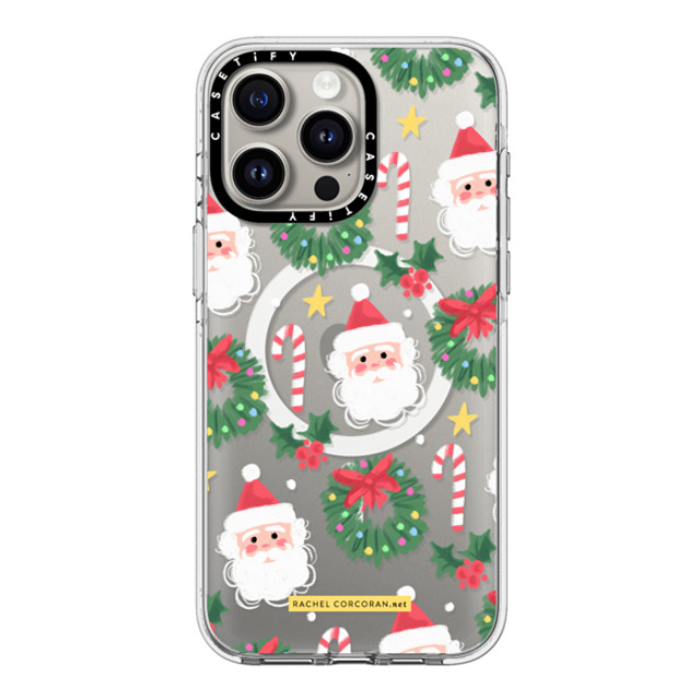 designlovefest x CASETiFY iPhone 15 Pro Max ケース クリア クリア ケース MagSafe対応 Cute Christmas Holiday Santa