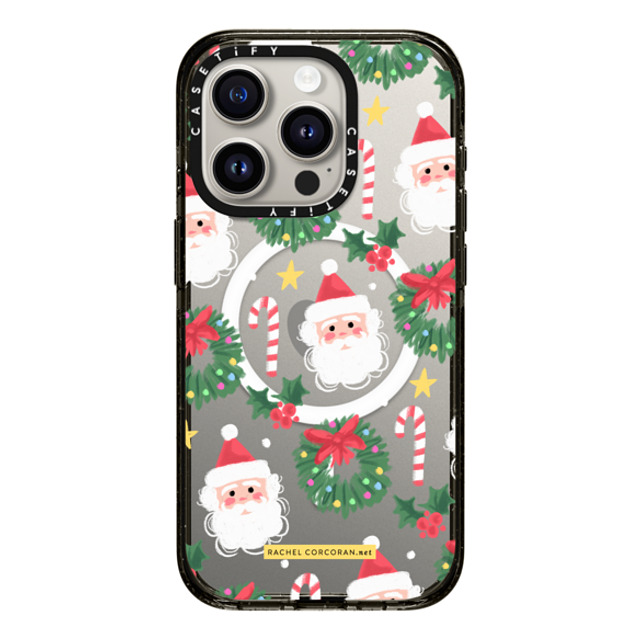 designlovefest x CASETiFY iPhone 15 Pro ケース ブラック インパクトケース MagSafe対応 Cute Christmas Holiday Santa