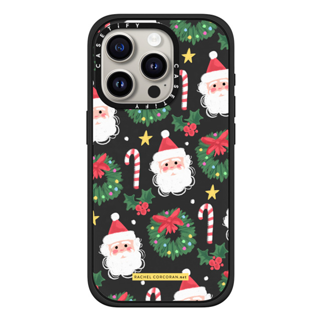 designlovefest x CASETiFY iPhone 15 Pro ケース マットブラック インパクトケース MagSafe対応 Cute Christmas Holiday Santa