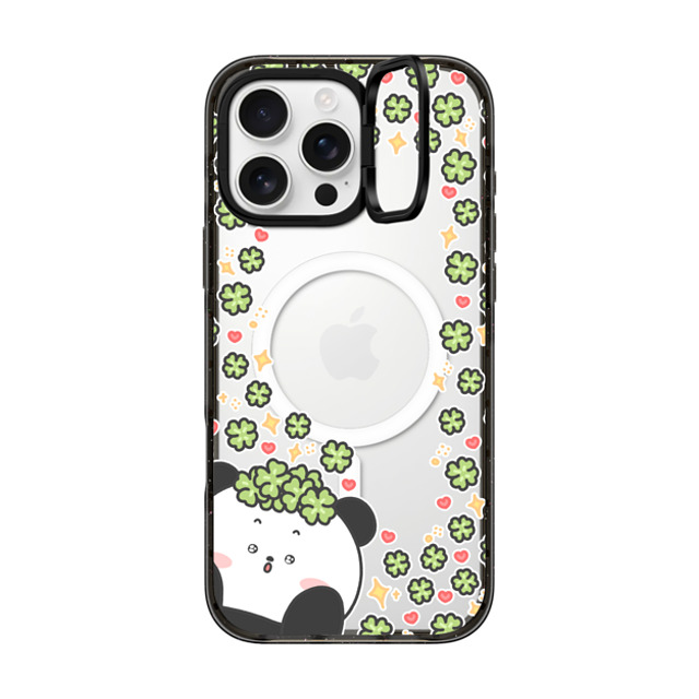 Bubbly Poya x CASETiFY iPhone 16 Pro Max ケース ブラック インパクトリングスタンドケース MagSafe対応 good luck to you