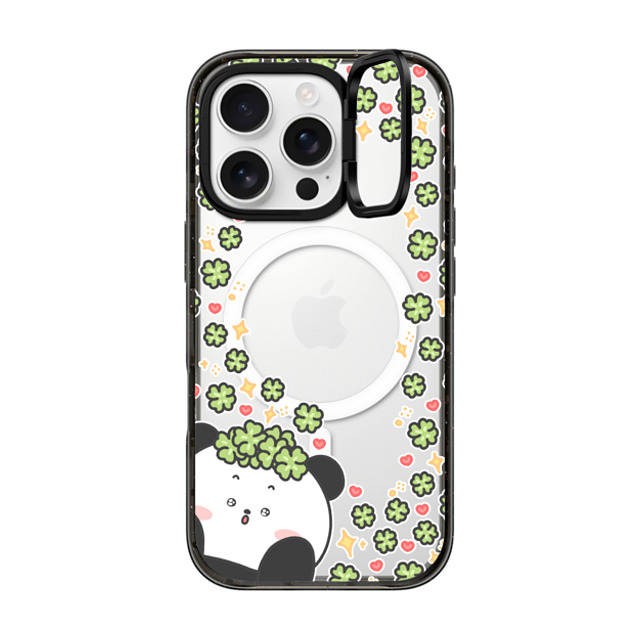 Bubbly Poya x CASETiFY iPhone 16 Pro ケース ブラック インパクトリングスタンドケース MagSafe対応 good luck to you