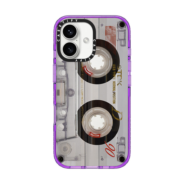 CASETiFY iPhone 16 ケース パープル インパクトケース Cassette,Pattern Cassette Transparent