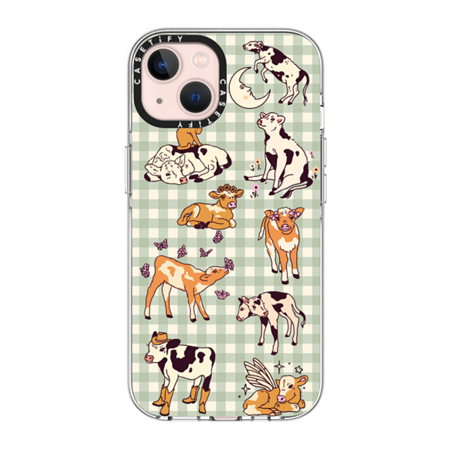 Kira Cyan x CASETiFY iPhone 13 ケース クリア クリア ケース MagSafe対応 Cow Gingham