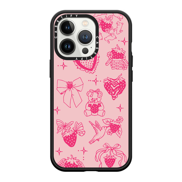 Kira Cyan x CASETiFY iPhone 13 Pro ケース マットブラック インパクトケース Strawberry Tattoo Flash