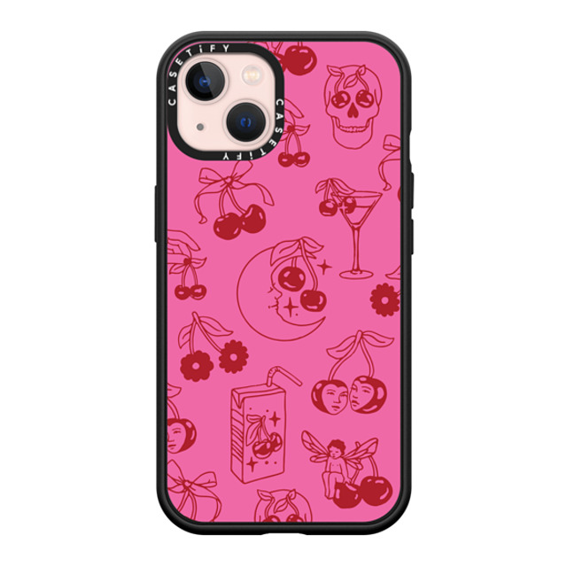 Kira Cyan x CASETiFY iPhone 13 ケース マットブラック インパクトケース MagSafe対応 Cherry Tattoo Flash