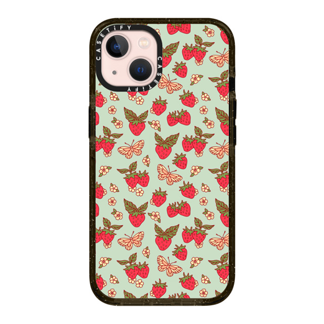 Kira Cyan x CASETiFY iPhone 13 ケース ブラック インパクトケース Strawberry Field