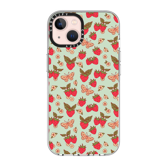 Kira Cyan x CASETiFY iPhone 13 ケース クリア クリア ケース MagSafe対応 Strawberry Field