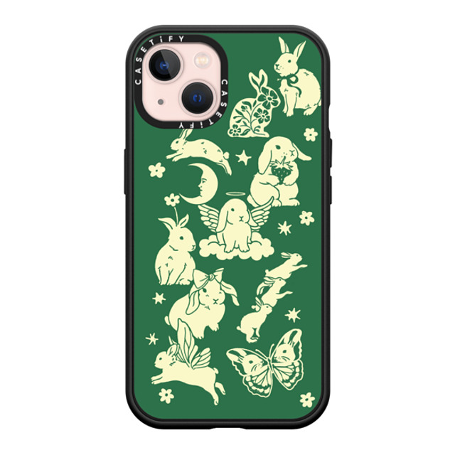 Kira Cyan x CASETiFY iPhone 13 ケース マットブラック インパクトケース MagSafe対応 Spring Bunnies