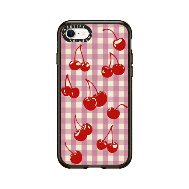 Kira Cyan x CASETiFY iPhone SE (2022) ケース Cherry,Floral ブラック インパクトケース Cherry Gingham Father's Day Kira Cyan x CASETiFY iPhone SE (2022) ケース Cherry,Floral ブラック インパクトケース Cherry Gingham Father's Day