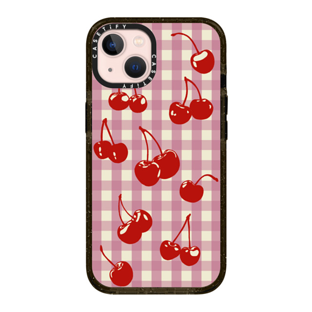 Kira Cyan x CASETiFY iPhone 13 ケース ブラック インパクトケース Cherry Gingham