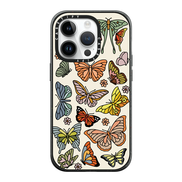 Kira Cyan x CASETiFY iPhone 14 Pro ケース マットブラック インパクトケース MagSafe対応 Butterfly Study