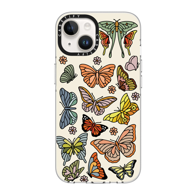 Kira Cyan x CASETiFY iPhone 14 ケース クリア クリア ケース MagSafe対応 Butterfly Study