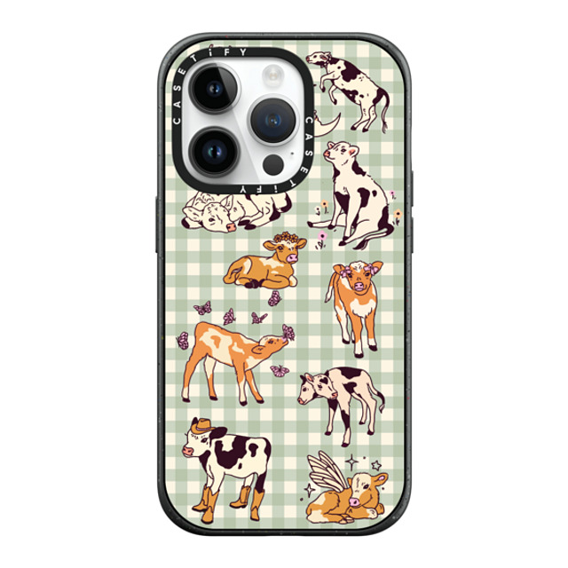 Kira Cyan x CASETiFY iPhone 14 Pro ケース マットブラック インパクトケース MagSafe対応 Cow Gingham