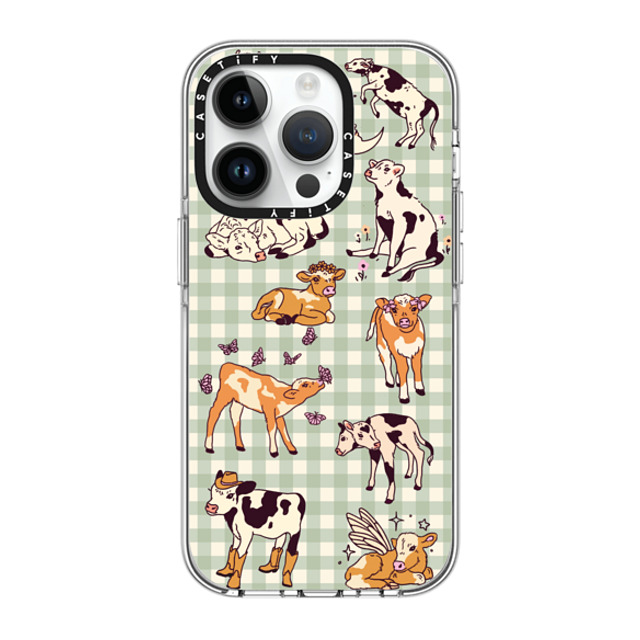 Kira Cyan x CASETiFY iPhone 14 Pro ケース クリア クリア ケース MagSafe対応 Cow Gingham