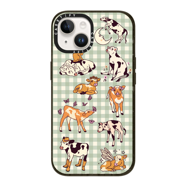 Kira Cyan x CASETiFY iPhone 14 ケース ブラック インパクトケース Cow Gingham