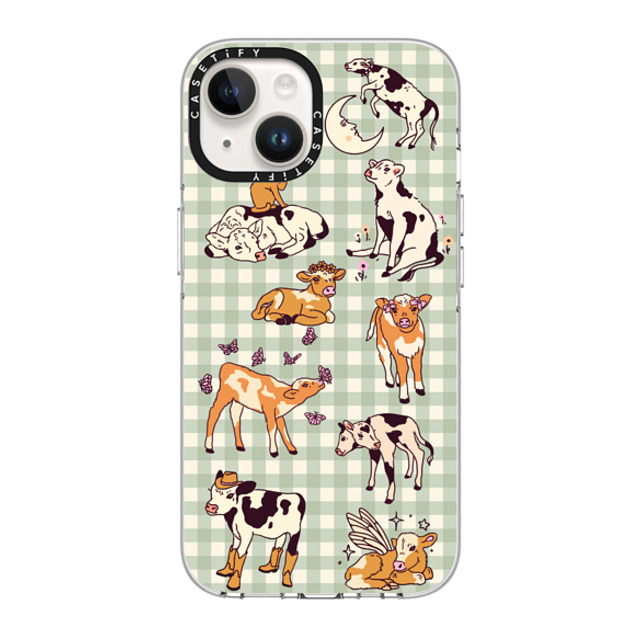 Kira Cyan x CASETiFY iPhone 14 ケース クリア クリア ケース MagSafe対応 Cow Gingham