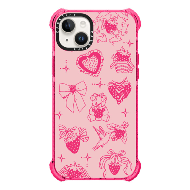 Kira Cyan x CASETiFY iPhone 14 Plus Case Bubble Gum ウルトラインパクトケース Strawberry Tattoo Flash Kira Cyan x CASETiFY iPhone 14 Plus Case Bubble Gum ウルトラインパクトケース Strawberry Tattoo Flash